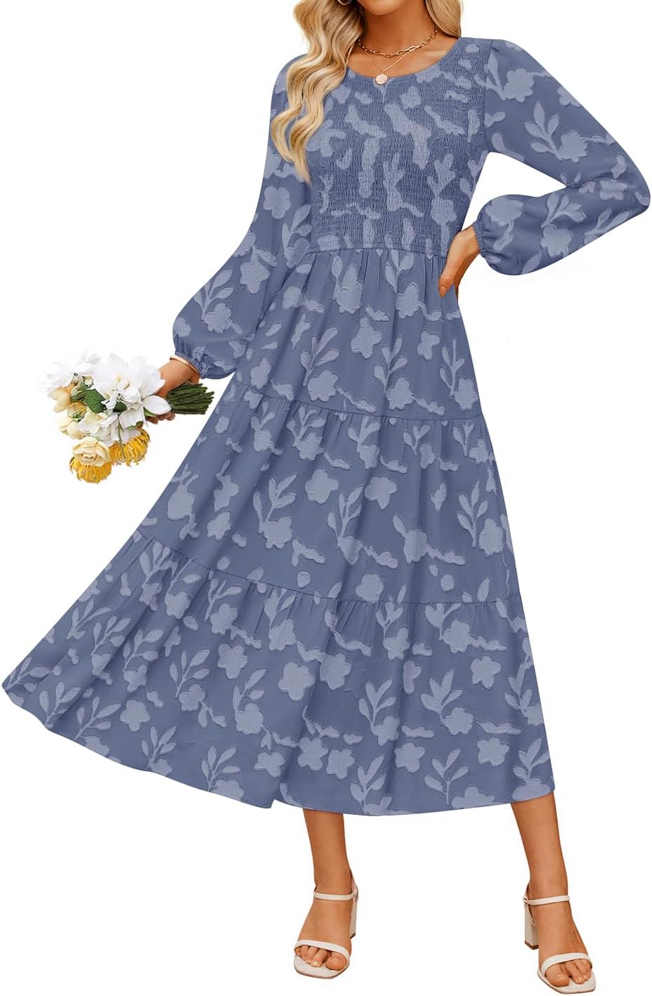 ZESICA Women's Fall Boho Floral Midi Dress for Every Occasion