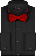 FAHIZO Men's White Tuxedo Shirt with Wing Collar - Complete Formal Set