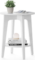 Cloud White 2-Tier Round Side Table - Small Space Nightstand