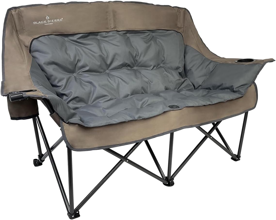 Black Sierra Double Camping Chair for Adults - Oversized Comfort