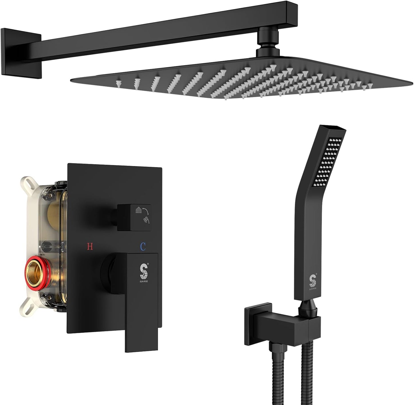 Luxury Rain Mixer Shower Combo Set with 12 Inch Shower Head