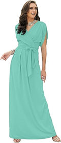 Women's KOH KOH Short Sleeve V-Neck Maxi Dress - Flowy Formal Fit