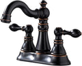 Two Handle Oil Rubbed Bronze Bathroom Sink Faucet 4 in Centerset