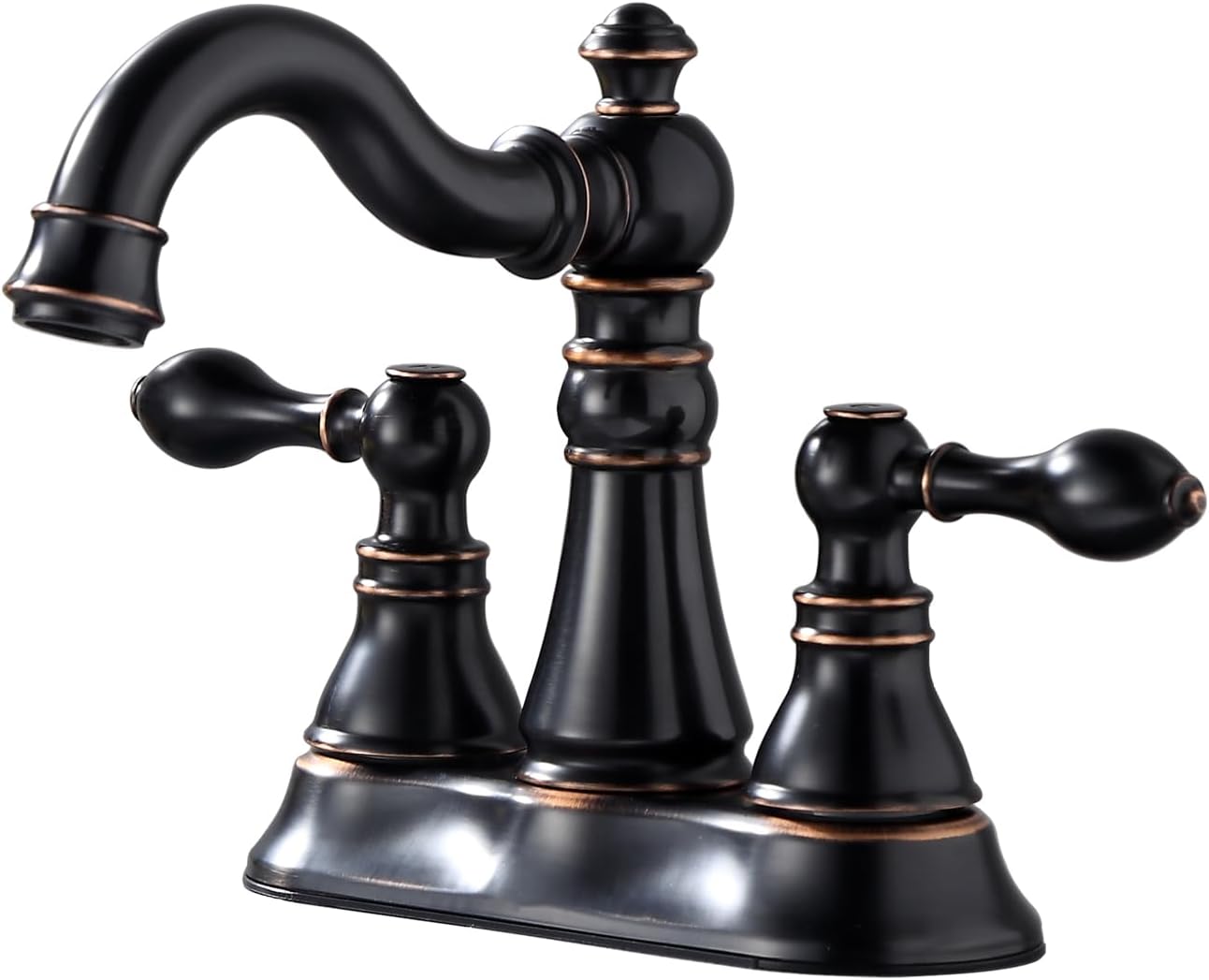 Two Handle Oil Rubbed Bronze Bathroom Sink Faucet with Drain
