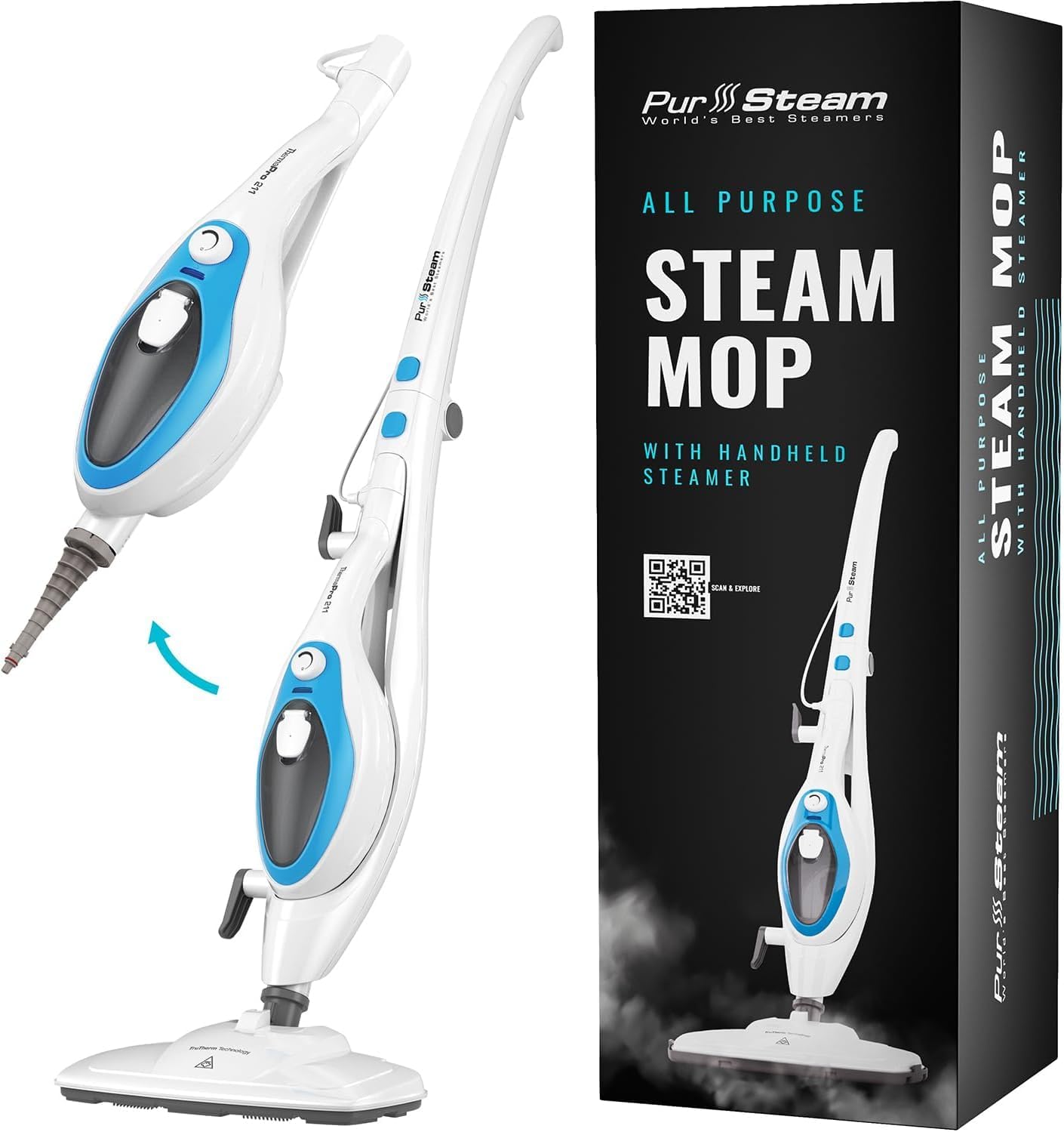 PurSteam 10-in-1 Steam Mop for Hardwood, Tile, and Carpet Cleaning