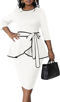 Plus Size Women's Vintage Bodycon Elegant 3/4 Sleeve Dress
