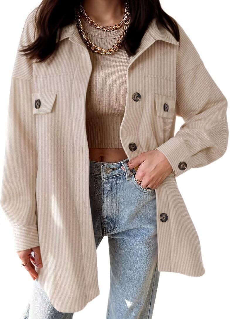 VICHYIE Womens Corduroy Shacket Blouses for Stylish Comfort