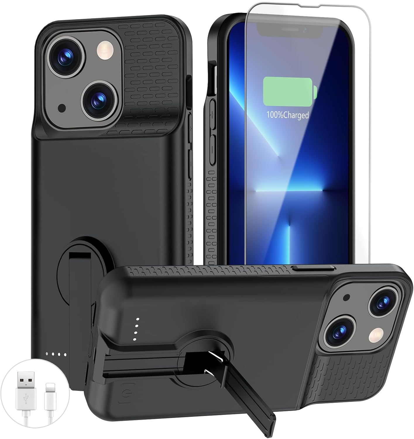 BOPPS Battery Case for iPhone 13/13 Pro/14/14 Pro with Stand