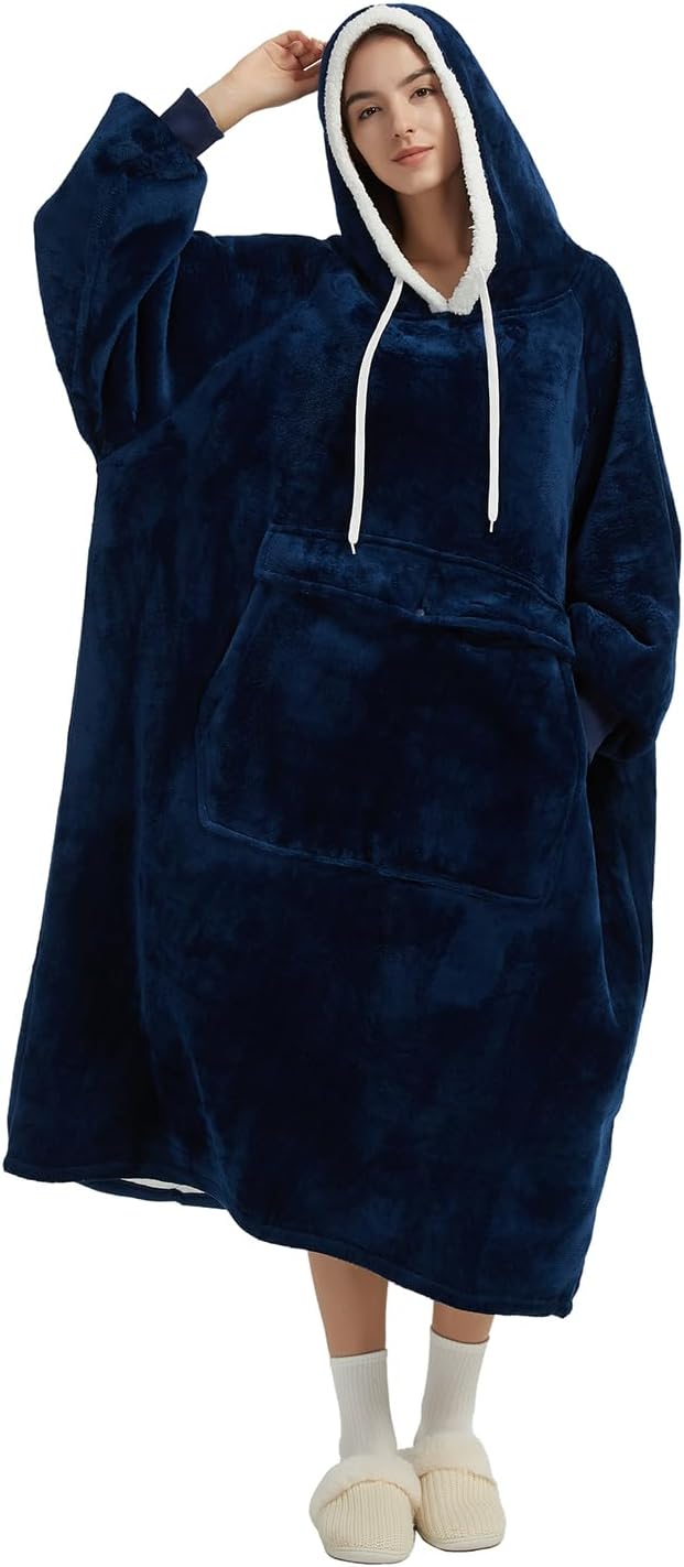Qeils Wearable Blanket Hoodie for Women - Comfy Sherpa Sweatshirt