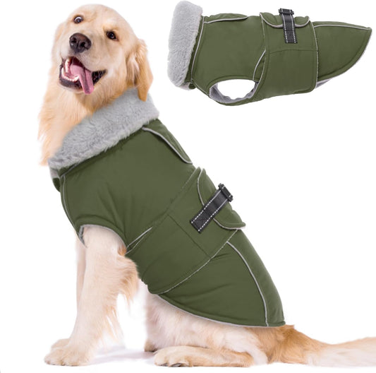 Lelepet Warm Dog Coat Reflective Fleece Vest for Cold Weather