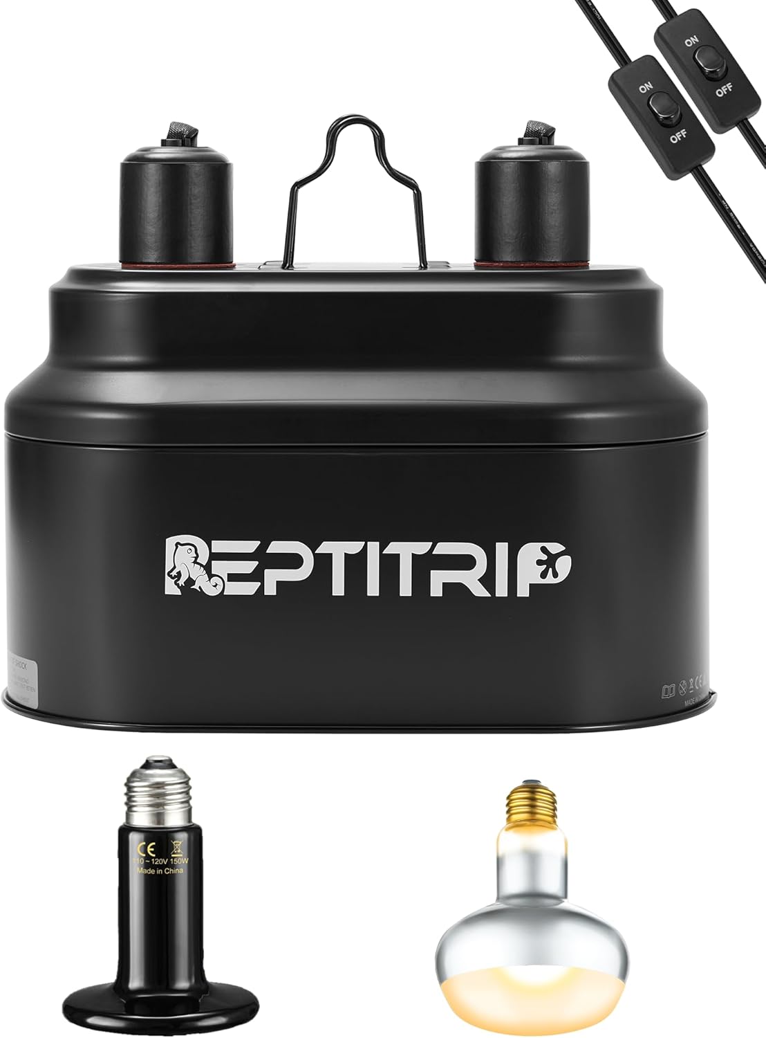 Dual Reptile Light Fixture with 100W Heat Bulb & Emitter