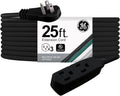 GE 3-Outlet Flat Extension Cord 25 ft - Extra Reach, Flat Plug