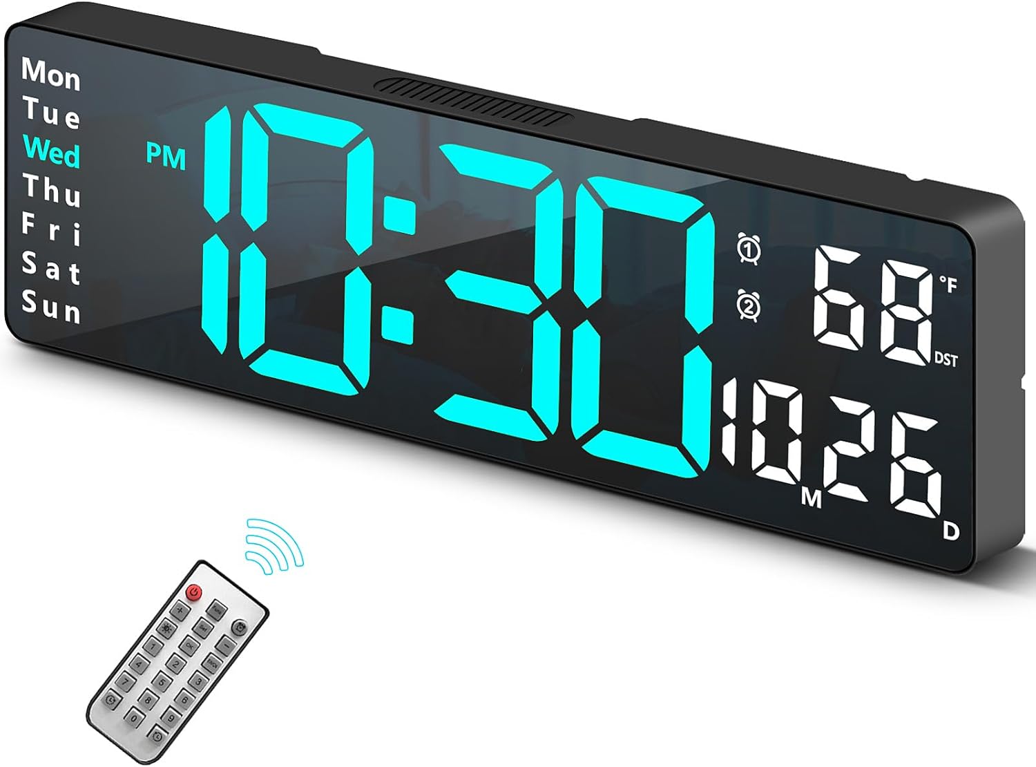 Digital Wall Clock with Remote Control and Brightness Dimmer