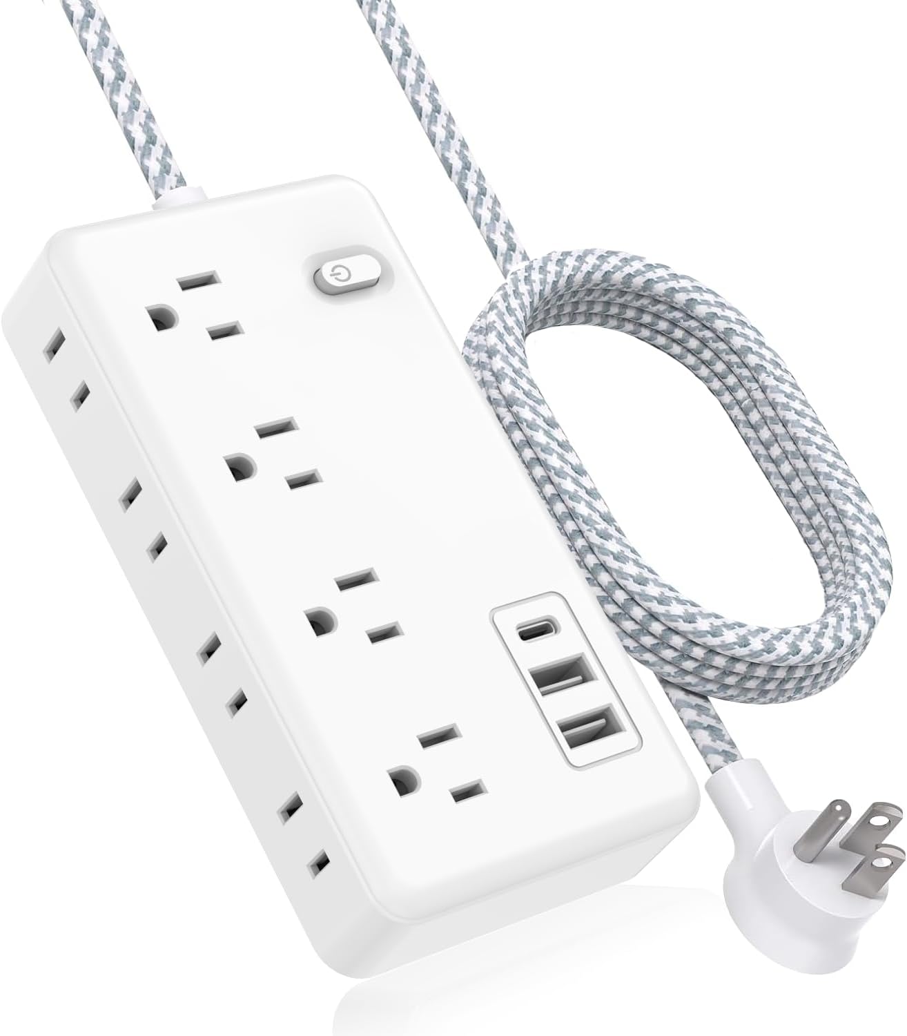 Nanxson 5FT Surge Protector Power Strip: 8 Outlets, 4 USB Ports
