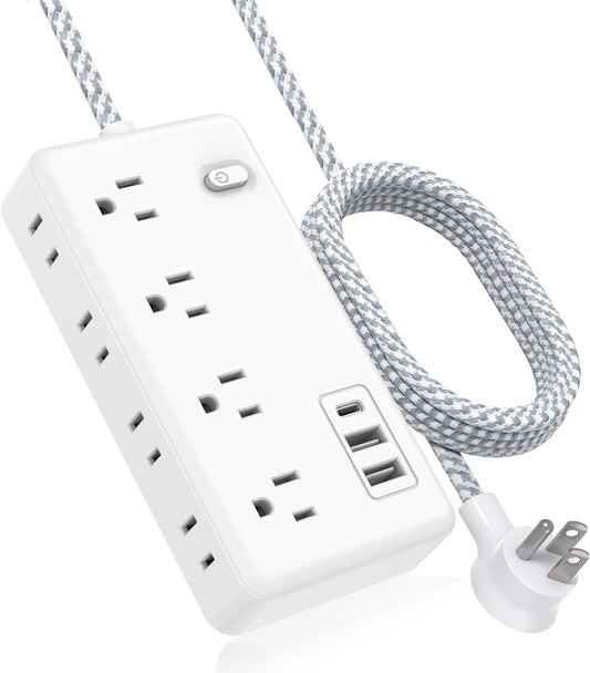 Nanxson 5FT Surge Protector Power Strip: 8 Outlets, 4 USB Ports
