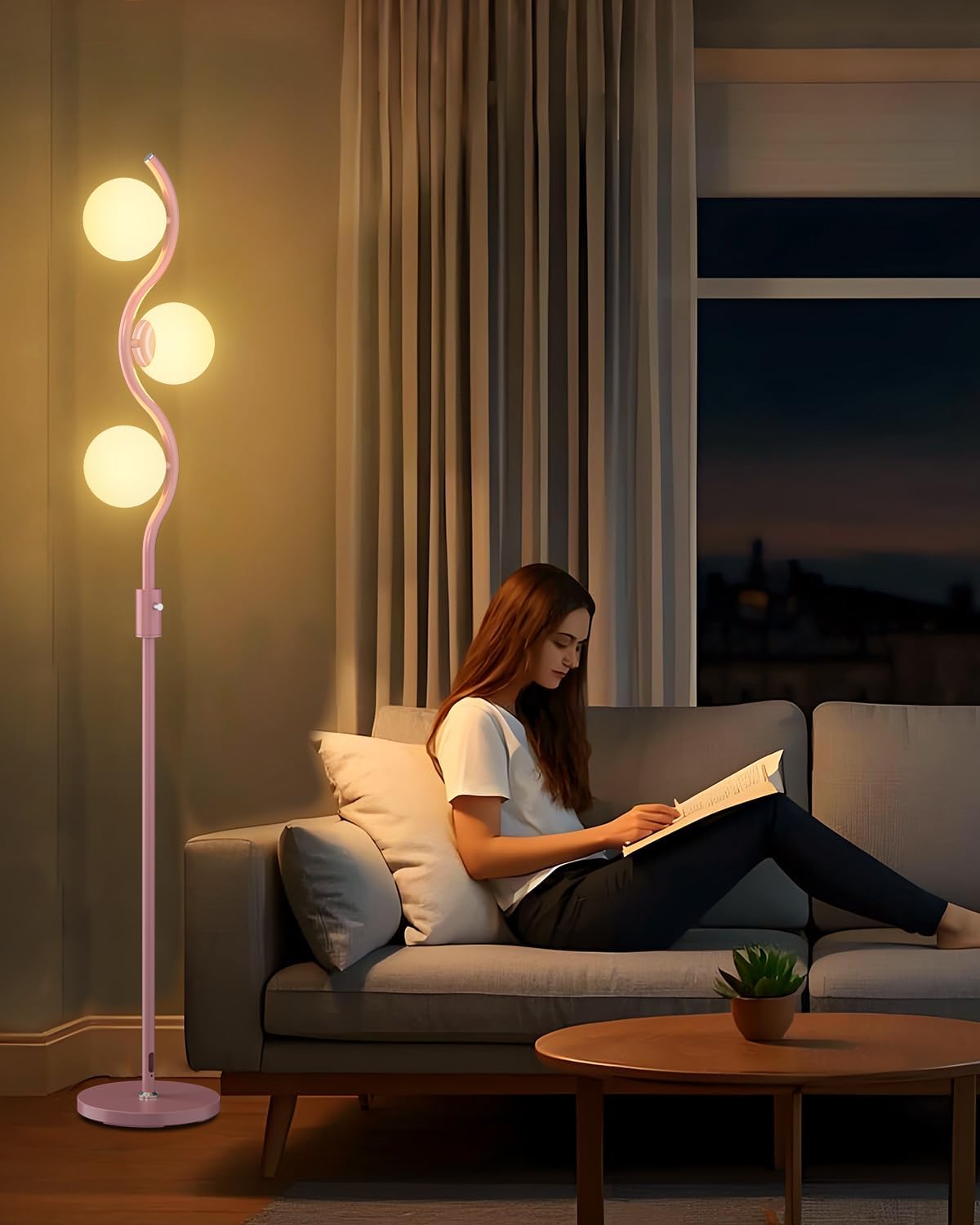 Lightdot 60IN Dimmable Pink Floor Lamp for Modern Home Decor