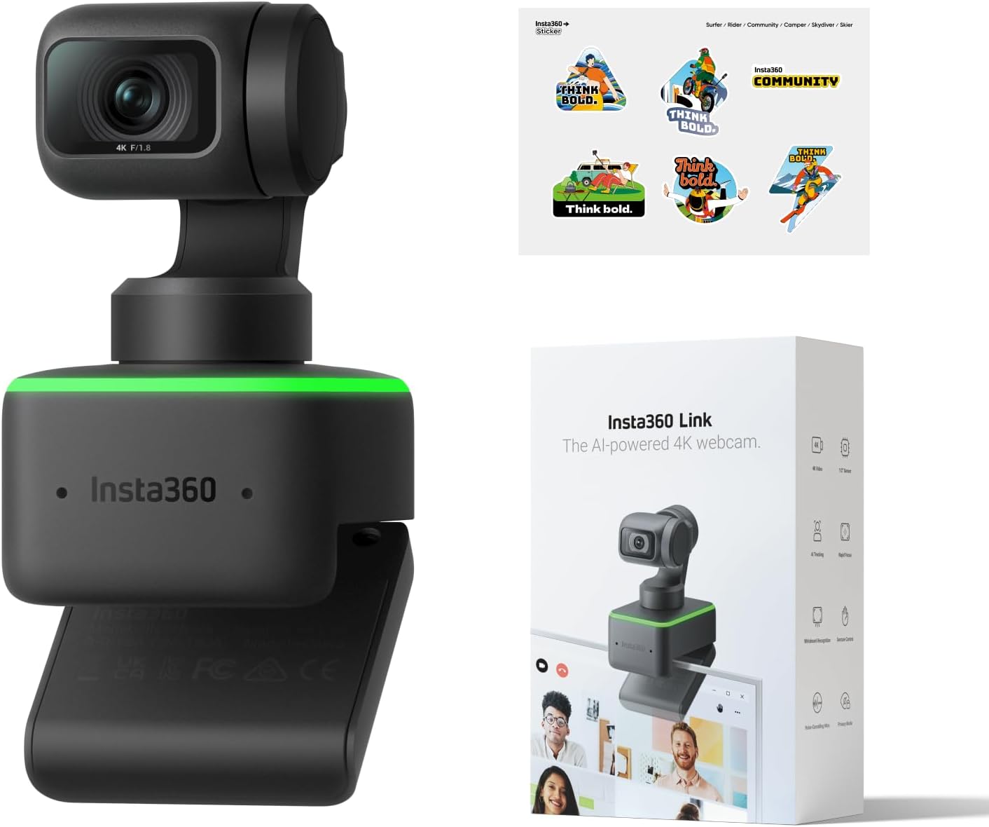 Insta360 Link 4K Webcam with AI Tracking and Gesture Control
