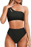 MOOSLOVER Women Cutout One Shoulder High Waisted Bikini (Style CYP2)