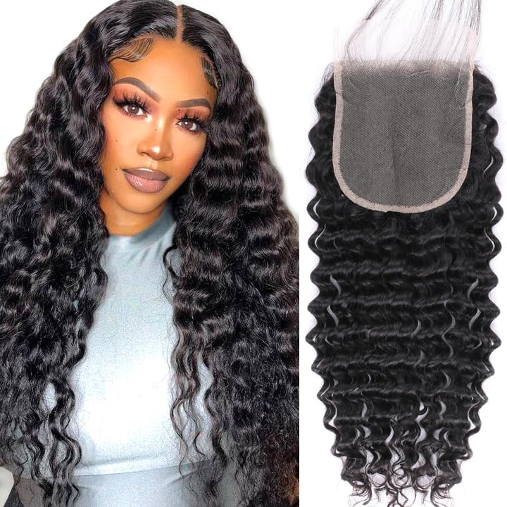 5x5 HD Lace Closure Deep Wave Brazilian Virgin Hair 22 Inch