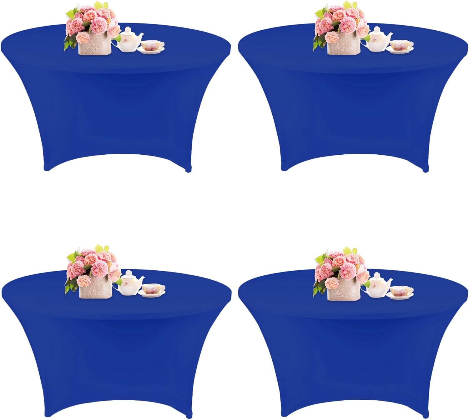 4 Pack 6FT Round Spandex Tablecloth for Events and Parties