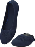 Puxowe Womens Ballet Flat Shoes Round Toe Knit Slip On - All-Day