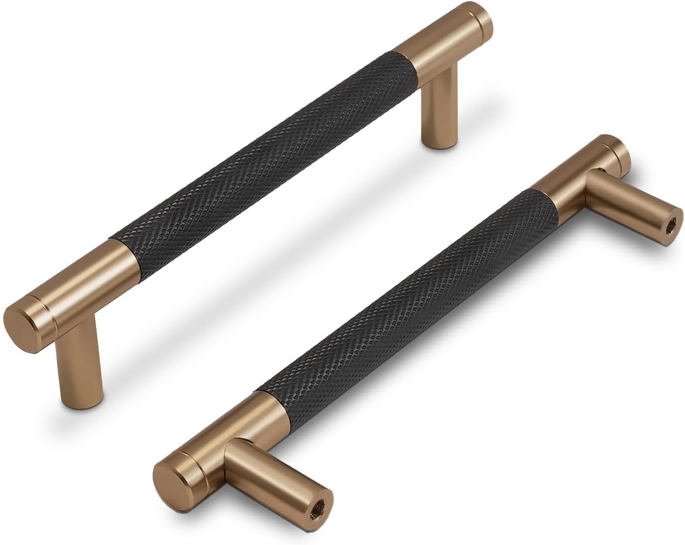 Knurled Cabinet Handles 3.75 Inch Matte Black & Champagne Bronze