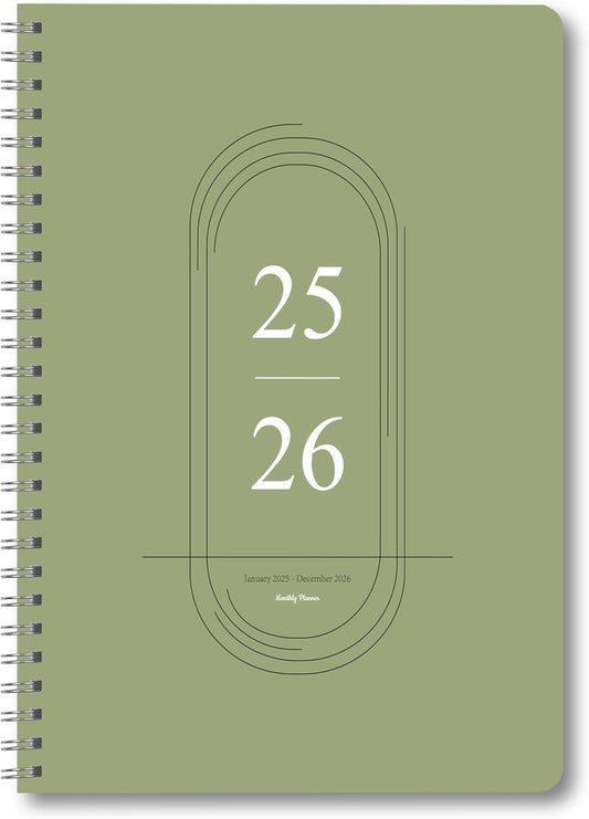 2025-2026 Monthly Planner with Goal Setting | GOLDPEI, 7 x 9 Spiral Notebook