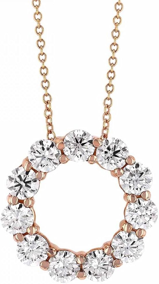 Round Large Diamond Circle of Life Pendant Necklace in 14K Gold