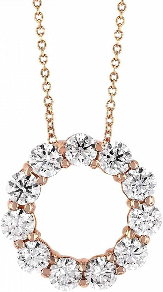 Round Large Diamond Circle of Life Pendant Necklace in 14K Gold
