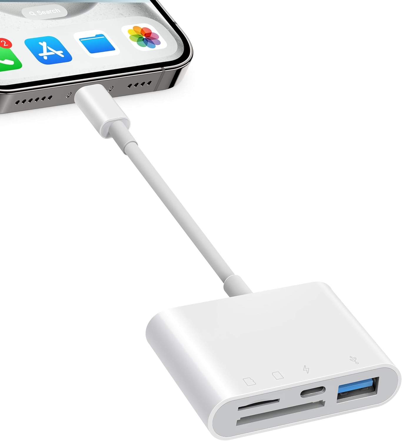 4-in-1 iPhone SD Card Reader - Portable & Convenient!