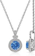 Women's Platinum-Plated Sterling Silver Blue Zirconia Pendant
