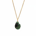 Emerald Pendant Necklace Raw Crystal on 16+2 in Adjustable Chain