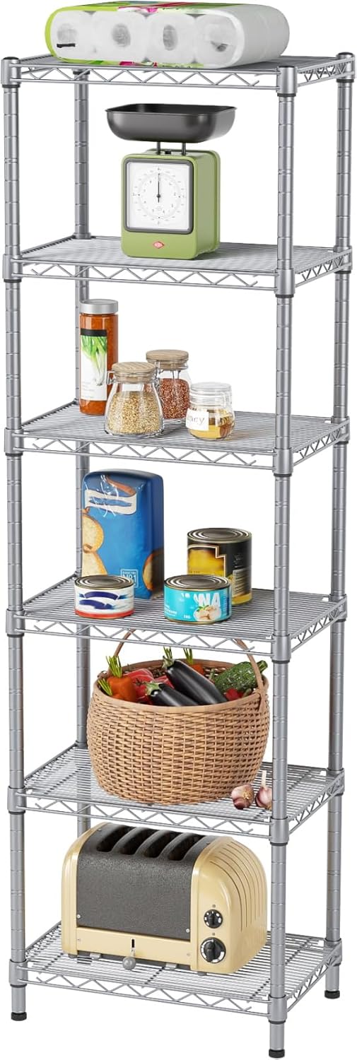 SINGAYE 6 Tier Shelf Wire Shelving for Kitchen and Bathroom