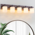 Contemporary 5-Light Bathroom Vanity Fixtures for Mirror Illumination