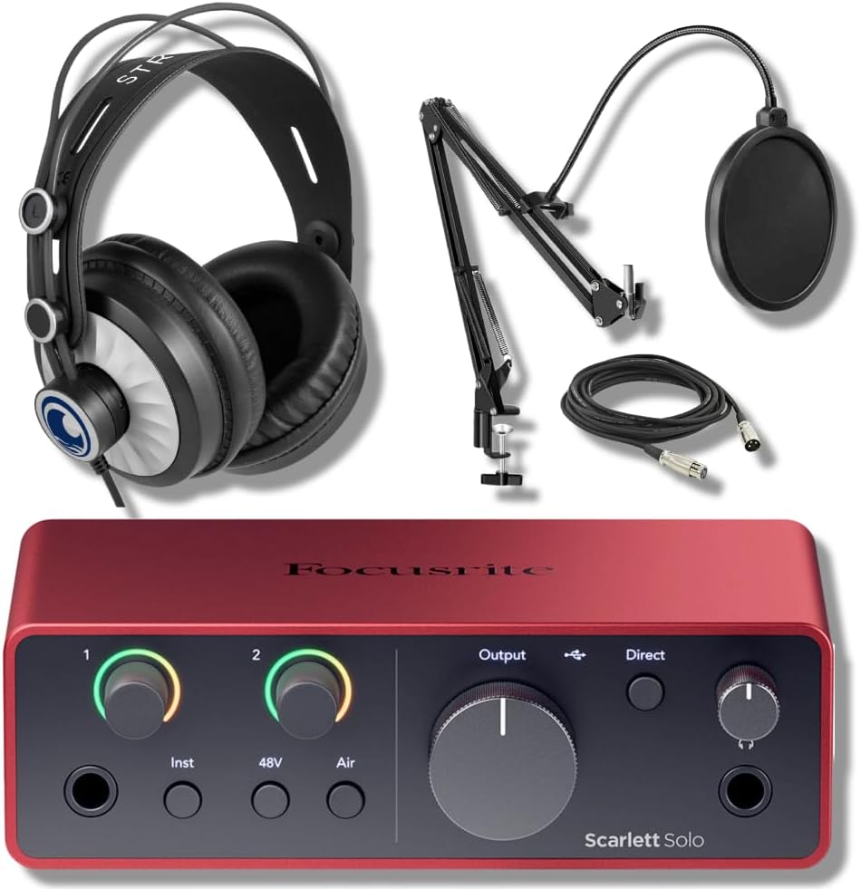 Focusrite Scarlett Solo 4G Bundle with StreamEye Cans50 Headphones