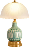 Table Lamps for Bedroom Vintage Golden Ceramic Glass Bedside Lamp
