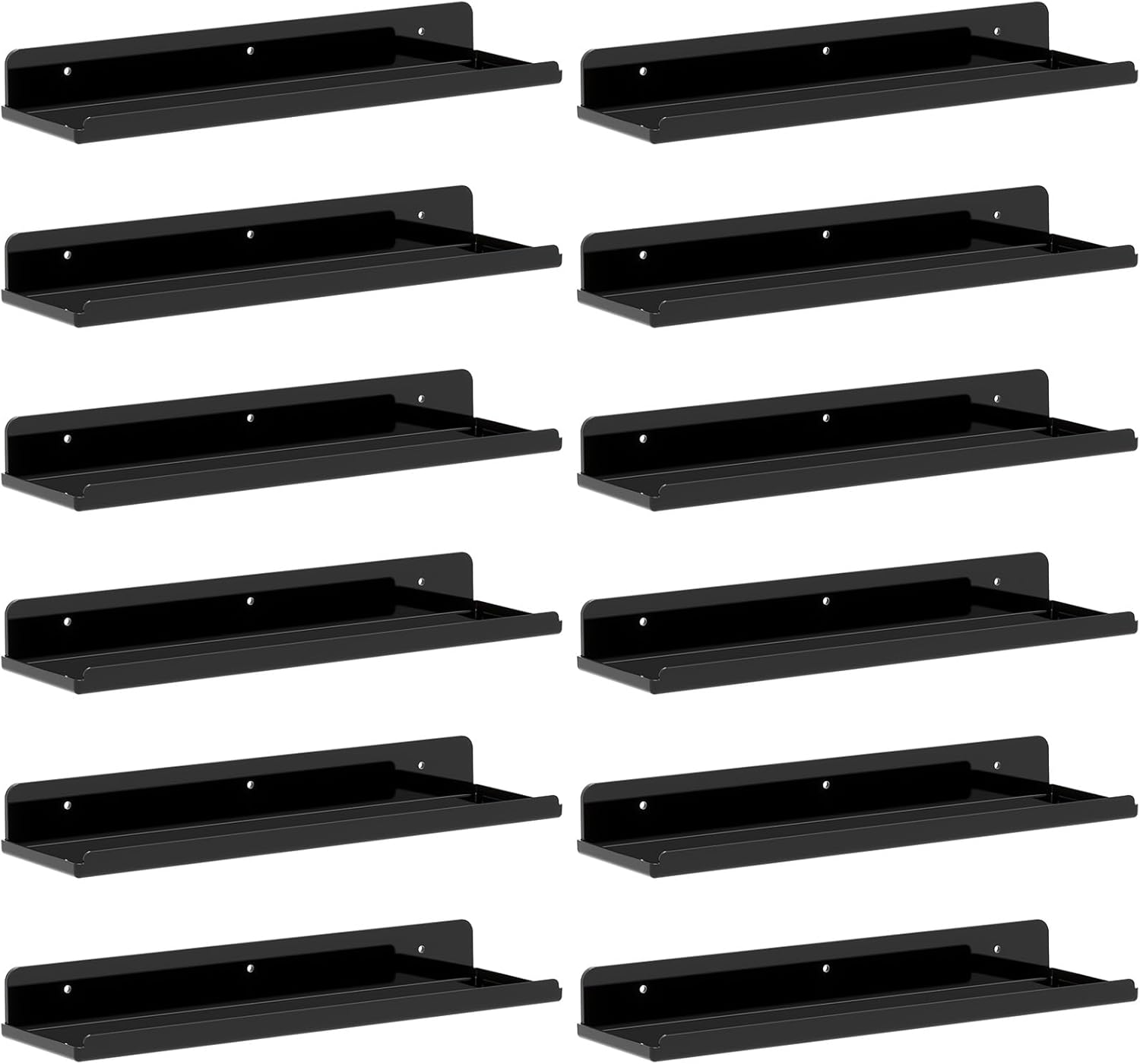 Lifewit Floating Shelves for Wall - 12 Pack Black Acrylic