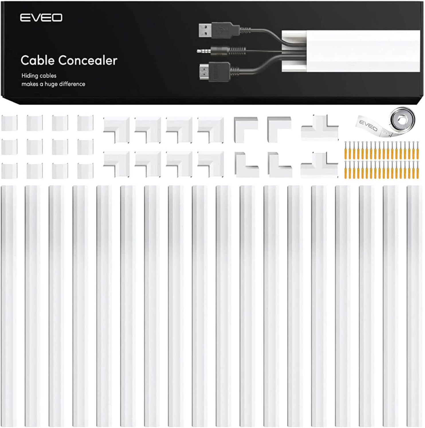 EVEO Cord Hider - Premium Cable Concealer for Wall Cords