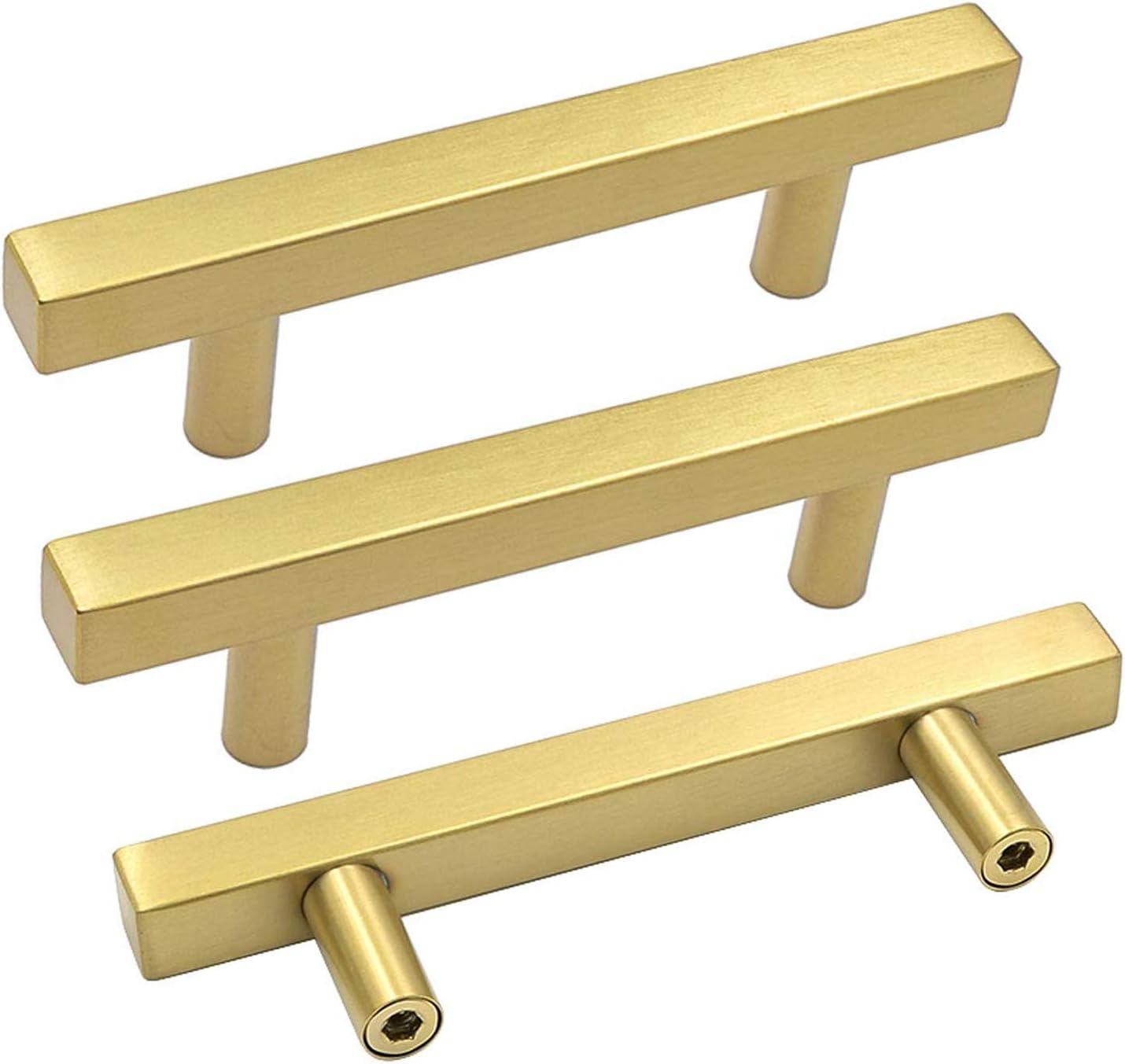 Goldenwarm 3-3/4Inch Hole Centers Kitchen Cabinet Pulls Gold