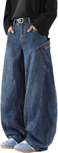 Men's Baggy Barrel Wide Leg Jeans for Men - Vintage Light Wash