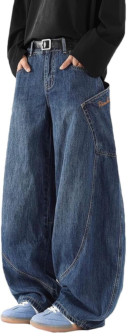 Nutriangee Men's Baggy Barrel Wide Leg Jeans for Hip Hop Style