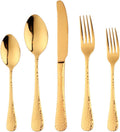 20-Piece Gold Plated Flatware Set for 4 - Luxe Hammered Cutlery