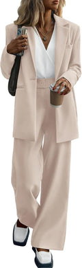 Women Suits 2 Piece Set Business Casual Oversized Blazer and Wide