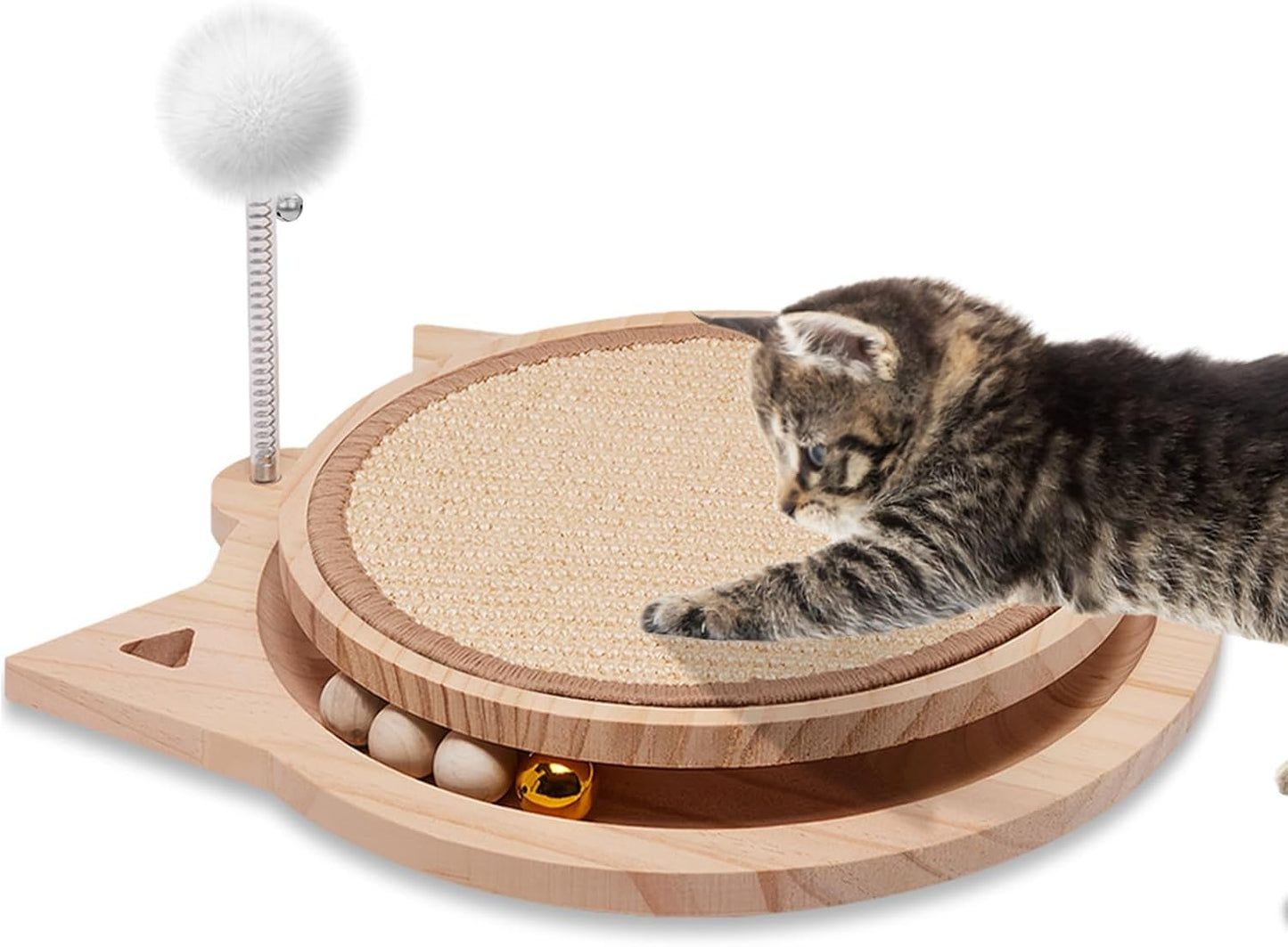 Natural Sisal Cat Scratcher for Indoor Cats with Ball Track