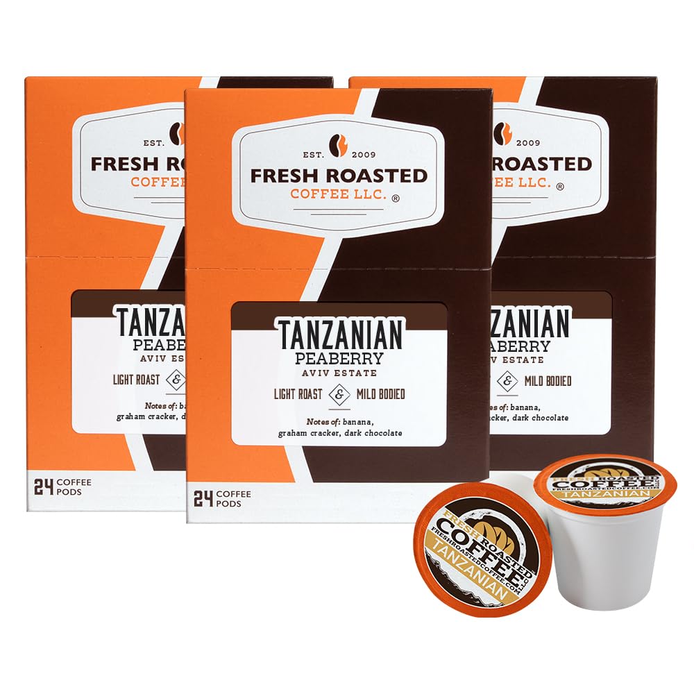 Tanzanian Peaberry Light Roast Coffee Pods for K Cup Brewers