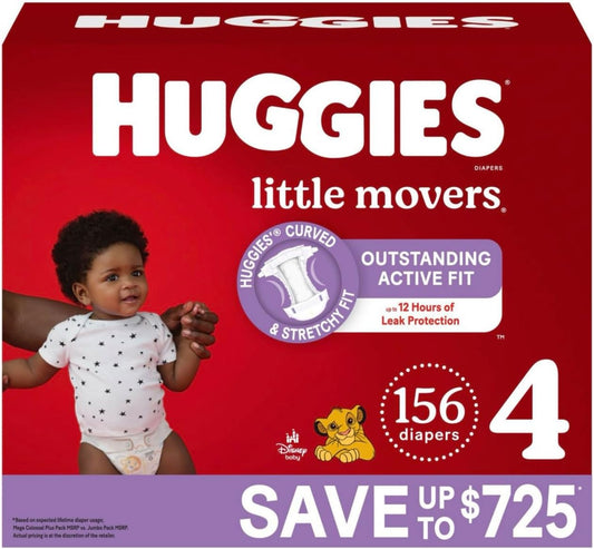 HUGGIES Little Movers Diapers: Size 4, 22-37 lbs - 156 Ct