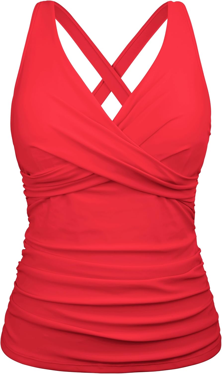 Firpearl Underwire Tankini Top for Big Bust with Tummy Control