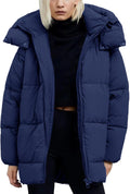 Womens Mid-Length Quilted Puffer Jacket - Heavyweight Warm Coat