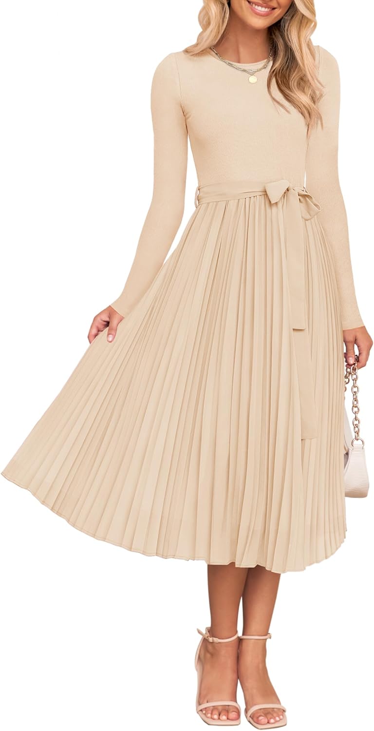 ZESICA Women's Fall Long Sleeve Midi Dress for Every Occasion