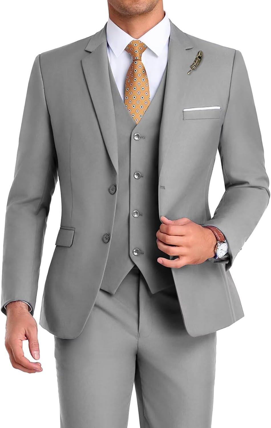 Men Suit 3 Pieces Slim Fit Tuxedo for Groomsmen and Business